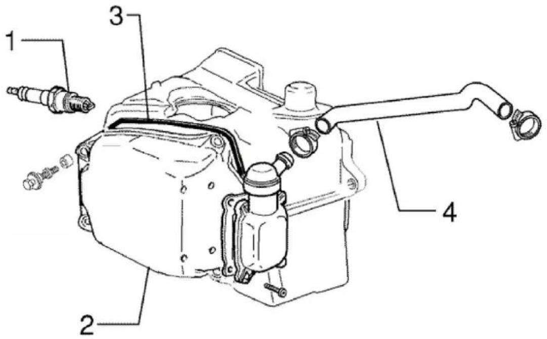 Technical diagram of a mechanical assembly with numbered parts labeled 1 to 4