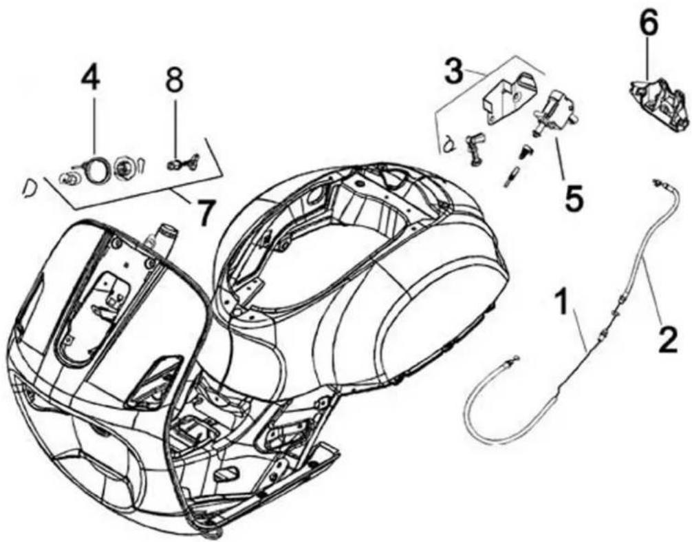 Technical diagram of a car airbag assembly with numbered parts for identification