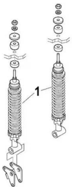 Technical diagram showing exploded view of a mechanical assembly with labeled component '1'