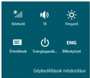 Elérhetó 16 Fényerő Értesítések Energiagazdá... ENG Billentyűzet Gépbeállítások módosítása