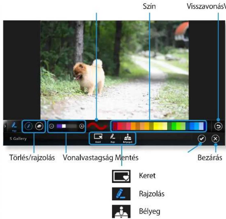 Szín Visszavonás\ S Gallery Törlés/rajzolás Vonalvastagság Mentés Bezárás Keret Rajzolás Bélyeg