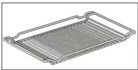 Line drawing of a rectangular grater with ribbed contents (no text or symbols)