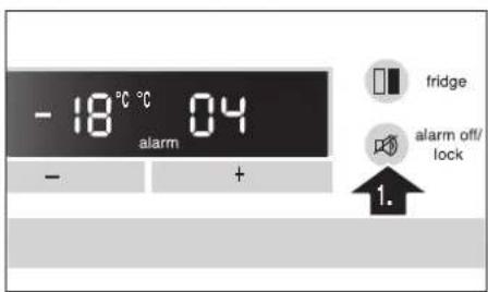 - 18°C 04 alarm - + fridge alarm off/ lock 1.