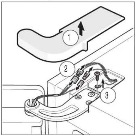 Technical diagram showing three labeled mechanical components with directional arrows indicating movement or flow.