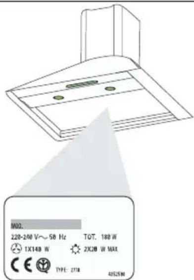 M02. 220-240 V~ 58 Hz TOT. 180 W 1X140 W 2X20 W MAX C E TYPE: 2718 4J529H