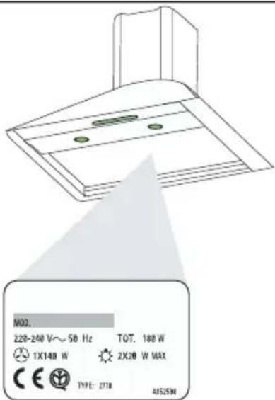 M00. 220-240 V~ 58 Hz TOT, 180 W 1X140 W 2X20 W MAX TYPE: 2718 405290
