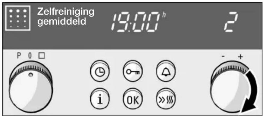 Zelfreiniging gemiddeld 19:00 h 2 P 0 □ i OK >>>