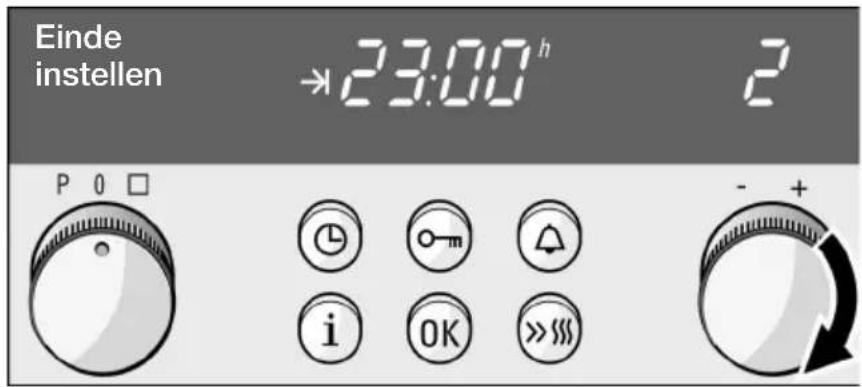Einde instellen →23:00 h P 0 □ i OK >>>