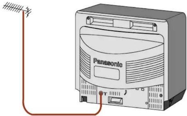 Illusztráció egy Panasonic ipari gépről antennával és tápkábellel (szöveg vagy szimbólumok nélkül a készüléken)