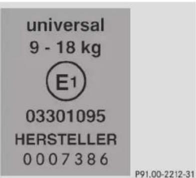 universal 9 - 18 kg E1 03301095 HERSTELLER 0 0 0 7 3 8 6 P91.00-2212-31