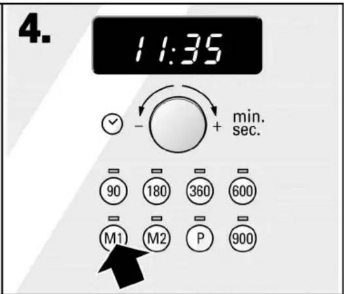 4. 11:35 ✓ - + min. sec. 90 180 360 600 M1 M2 P 900