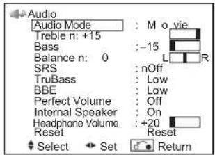 HITACHI 50PD960DTA - Audio Menu - 1