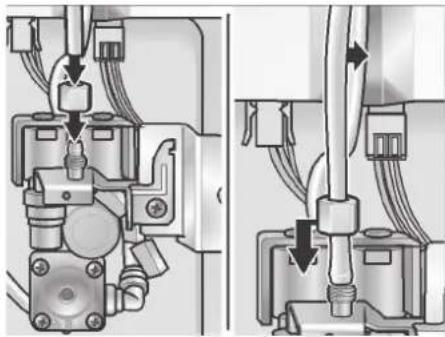 Műszaki diagram, amely mechanikus összeszerelést mutat nyilakkal, erőt vagy mozgást jelezve (szöveg vagy szimbólumok nélkül)
