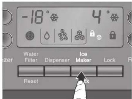 -18° 4° Vízzsák Adagoló Jégkészítő Zár Visszaállítás 6k