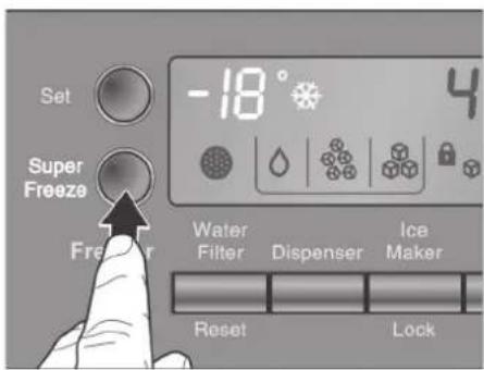 Beállítás Super Freeze -18° 4 Víz Szűrő Adagoló Jégkészítő Visszaállítás Zár