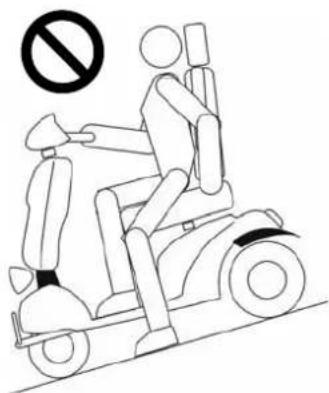 Diagram showing a person riding an electric scooter with a no-smoking symbol above, indicating no smoking or no non-smoking.