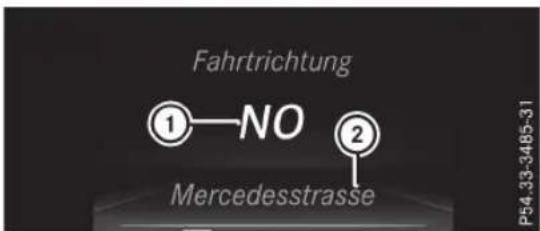 Fahrtrichtung ①—NO Mercedesstrasse ② P54.33-3485-31