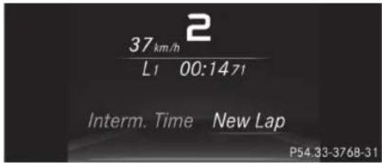 37 km/h L1 00:1471 Interm. Time New Lap P54.33-3768-31