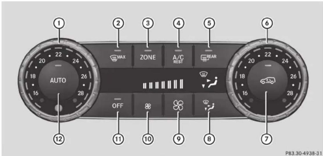 1 2 3 4 5 6 MAX ZONE A/C REAR AUTO OFF 10 9 8 7 P83.30-4938-31