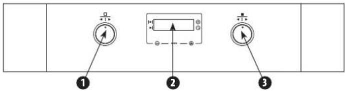 Diagram showing three labeled buttons (1, 2, 3) with directional arrows and a central control box, likely representing a device or control panel.