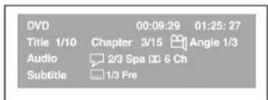 DVD 00:09:29 01:25:27 Title 1/10 Chapter 3/15 Angle 1/3 Audio 2/3 Spa 6 Ch Subtitle 1/3 Pre