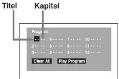 Titel Kapitel Program 4.... 7.... 10.... 2.... 5.... 6.... 11.... 3.... 6.... 9.... 12.... Clear All Play Program