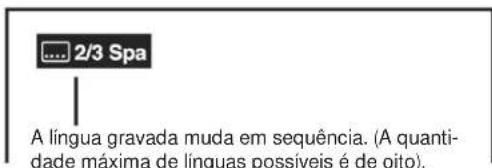 2/3 Spa A língua gravada muda em sequência. (A quantidade máxima de línguas possíveis é de oito).