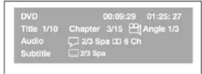 DVD 00:09:29 01:25:27 Title 1/10 Chapter 3/15 Angle 1/3 Audio 2/3 Spa 6 Ch Subtitle 2/3 Spa
