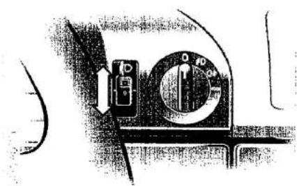 Diagram of a car air conditioner dial with labeled controls and directional arrows indicating airflow or movement.