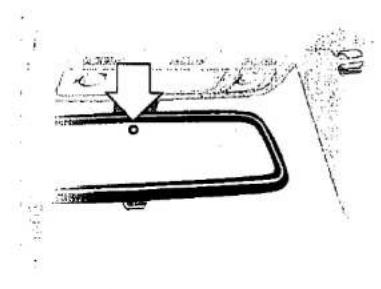 Diagram showing a mechanical component with labeled parts and an arrow indicating direction, possibly illustrating a motion or assembly.