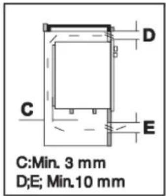 C: Min. 3 mm D;E: Min. 10 mm