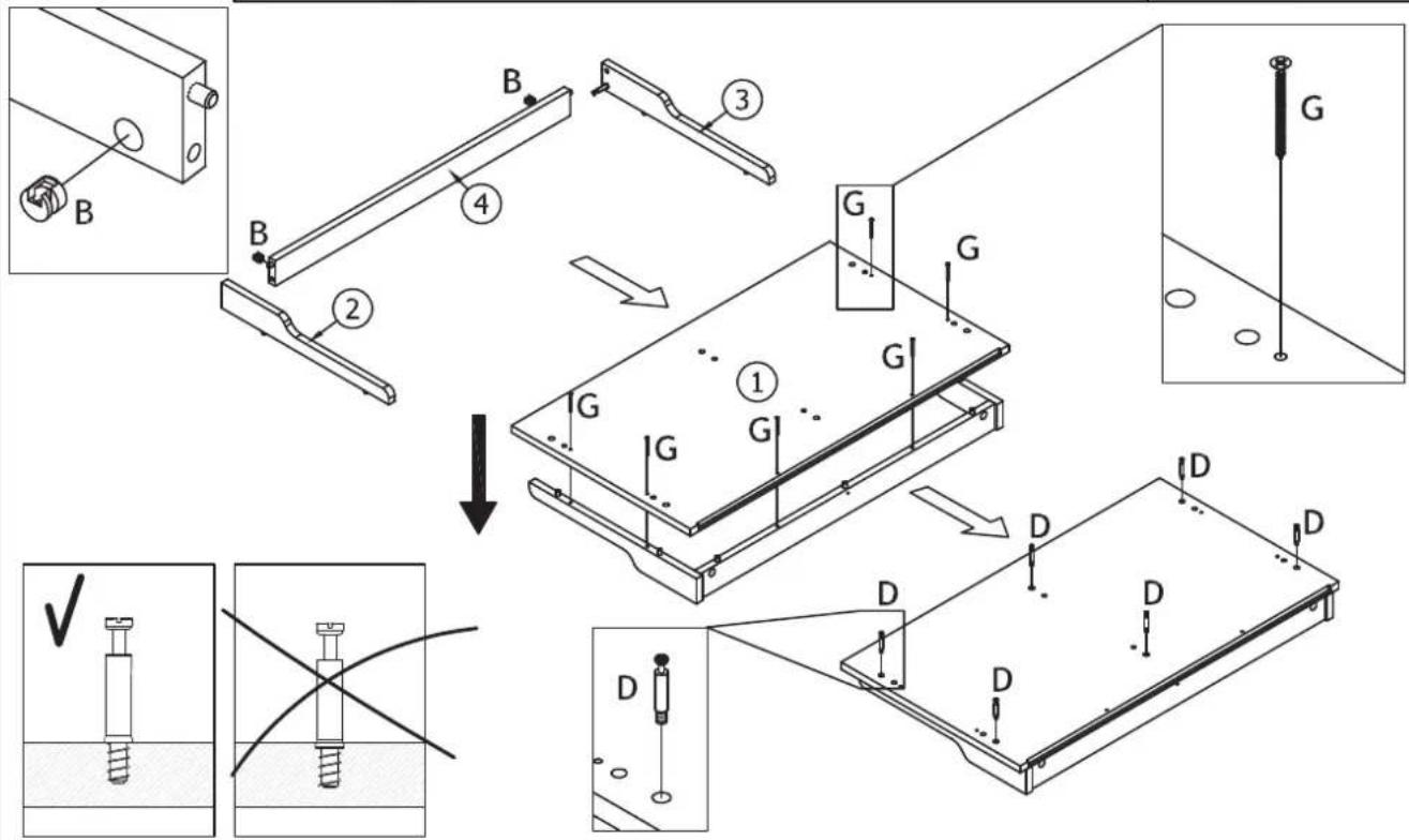 Technical diagram illustrating a mechanical assembly with labeled components and progressive steps, including disassembly and mounting details.