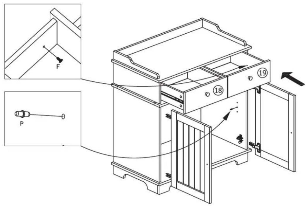 Technical diagram of a mechanical device with labeled components and directional arrows indicating assembly or movement.