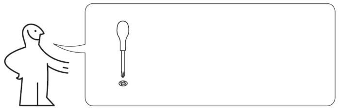 Diagram showing a bird pointing to a screwdriver with a numbered marker '123' beside it