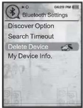 Bluetooth Settings Discover Option Search Timeout Delete Device My Device Info.