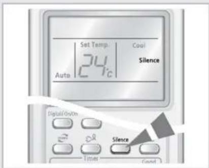 Set Temp Cool 24°C Silence Auto Digital On/On Silence Timer Cancel