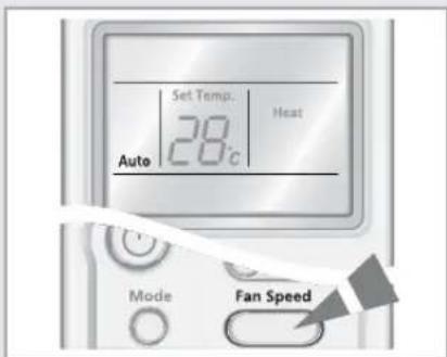 Set Temp. 28°C Auto Heat Mode Fan Speed