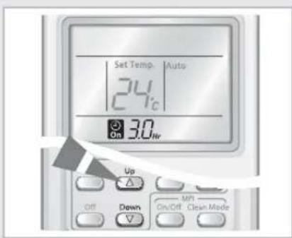 Set Temp. Auto 24°C On 3.0 hr Up Off Down MFI On/Off Clean Mode