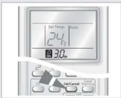 Set Temp. Auto- 24°C On 3.0 Hour On Set/Cancel Good Morning