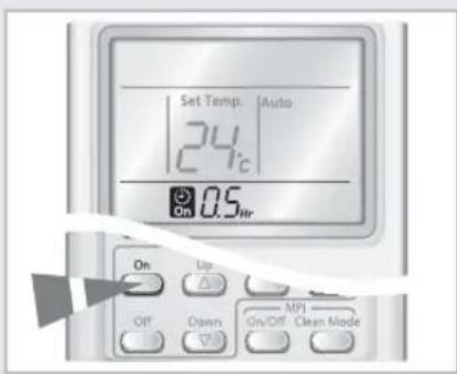 Set Temp. Auto 24°C On 0.5 Hr On Up Off Draw MPI On/Off Clean Mode