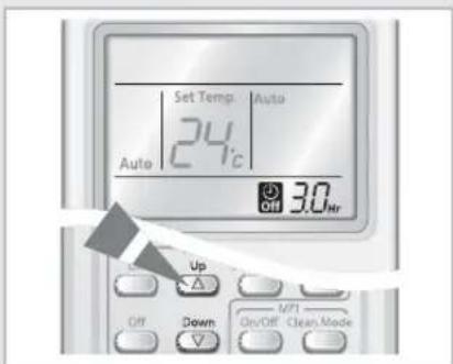 Set Temp. Auto 24°C Auto Off 3.0 Hr Up Down MFI On/Off Clean Mode