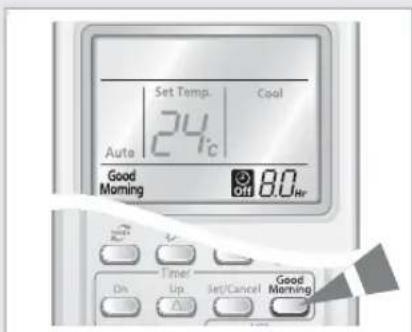 Set Temp. Cool 24°C Auto Good Morning Off 8.0hr Timer Up Set/Cancel Good Morning