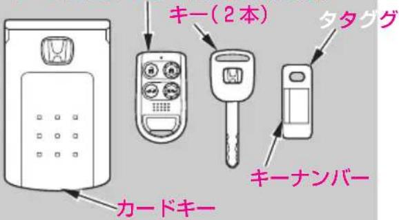 キー(2本) タタググ キーナンバー カードキー