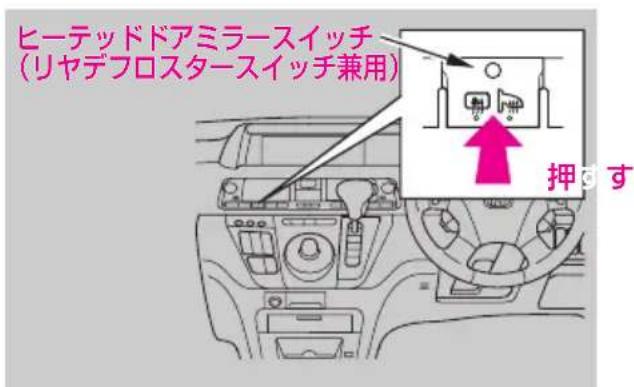 ヒーテッドドアミラースイッチ (リヤデプロスタースイッチ兼用) 押す
