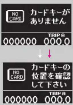 NO CARD カードキーが ありません 000000 000.0 TRIP A ↓ NO CARD カードキーの 位置を確認 して下さい 000000 000.0 TRIP A