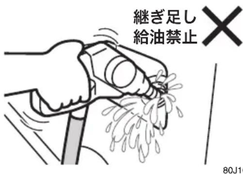 継ぎ足し 給油禁止 80J10