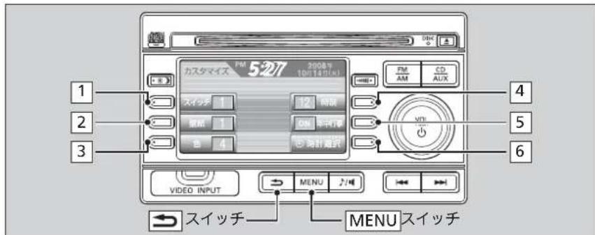 カスタマイス FM 5:27 2008年 10/14/2008 スイッチ 1 第3 築前 12 間部 DM 智示器 4 音計電話 VIDEO INPUT MENU 力/電 FM AM CD AUX 4 5 6 スイッチ MENU スイッチ