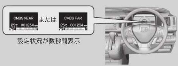 CMBS NEAR または CMBS FAR 25c 001234 設定状況が数秒間表示