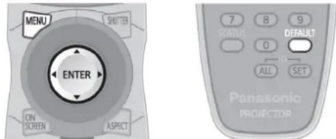 MENU SHUTTER ENTER ON SCREEN ASPECT 7 8 9 STATUS DEFAULT 0 ALL SET Panasonic PROJETOR
