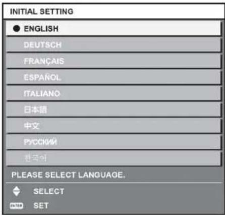 INITIAL SETTING ● ENGLISH DEUTSCH FRANÇAIS ESPAÑOL ITALIANO 日本語 中文 РУССКИЙ 한국어 PLEASE SELECT LANGUAGE. SELECT OUTER SET